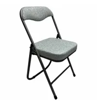 Стул складной для дома и офиса РС04К комфорт, черный каркас, рогожка светло-серая